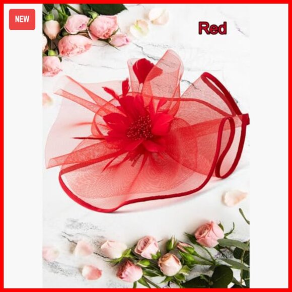 Floral Feather Fascinator Derby Hat with Clip & Headband for Special Occasions main image 5